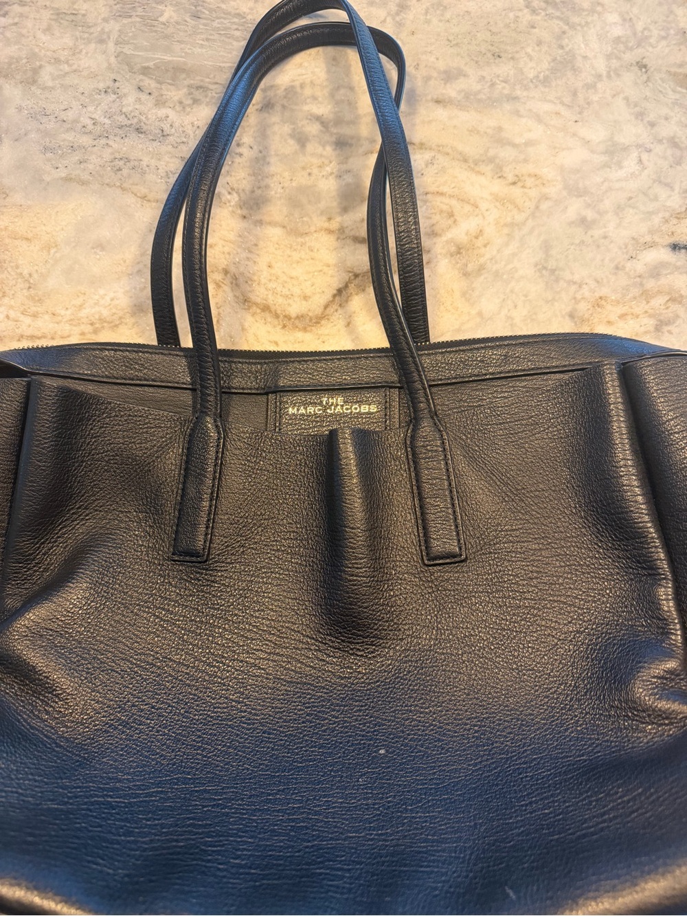 Authentic Marc Jacobs Black Pebbled Leather Tote with Double Straps